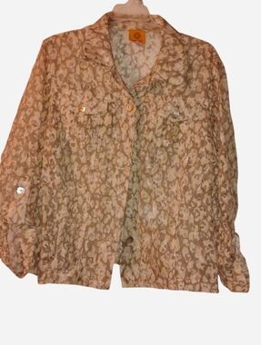 Ruby Rd. Leopard Print Button-Up Roll-Tab Sleeve Blouse - Women's Plus Size 18